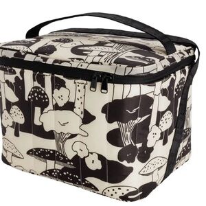 Black and White Mushroom Print Insulated Bag